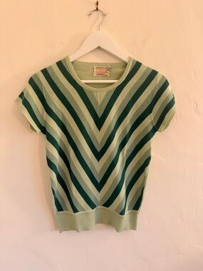 Vintage Donnkenny Striped Chevron Short Sleeve Sweater